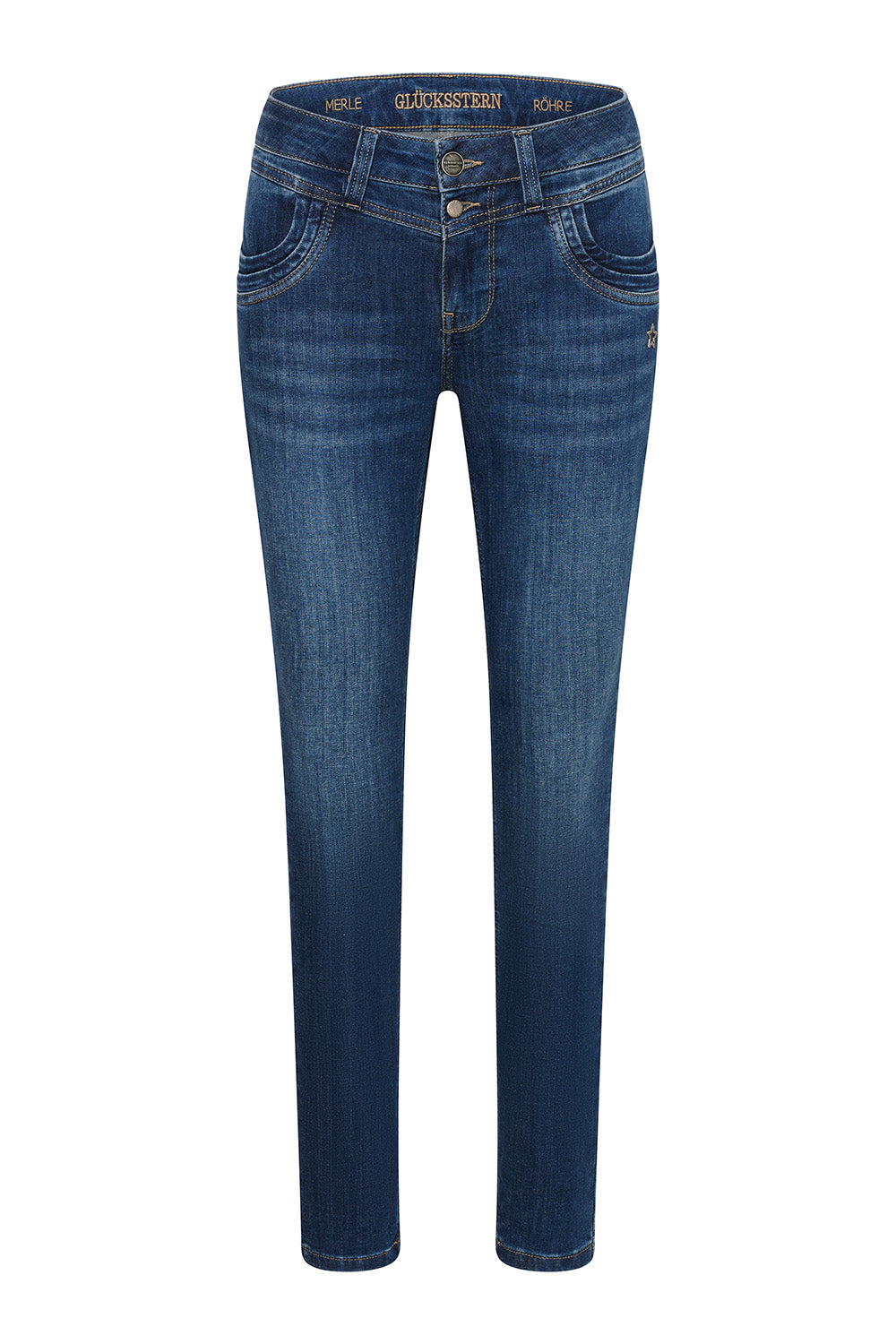 Merle Slim Fit Jeans – Maronenblau & Soft Denim, mittlere Leibhöhe