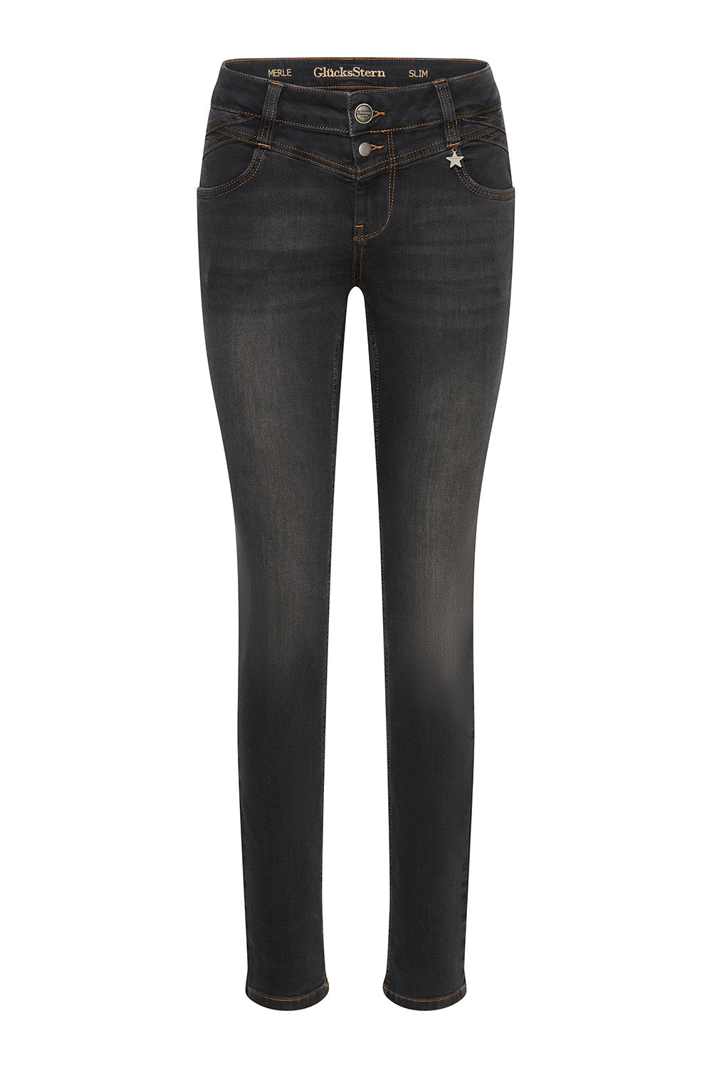 Merle Slim Fit Jeans – Granitgrau & Soft Denim, mittlere Leibhöhe