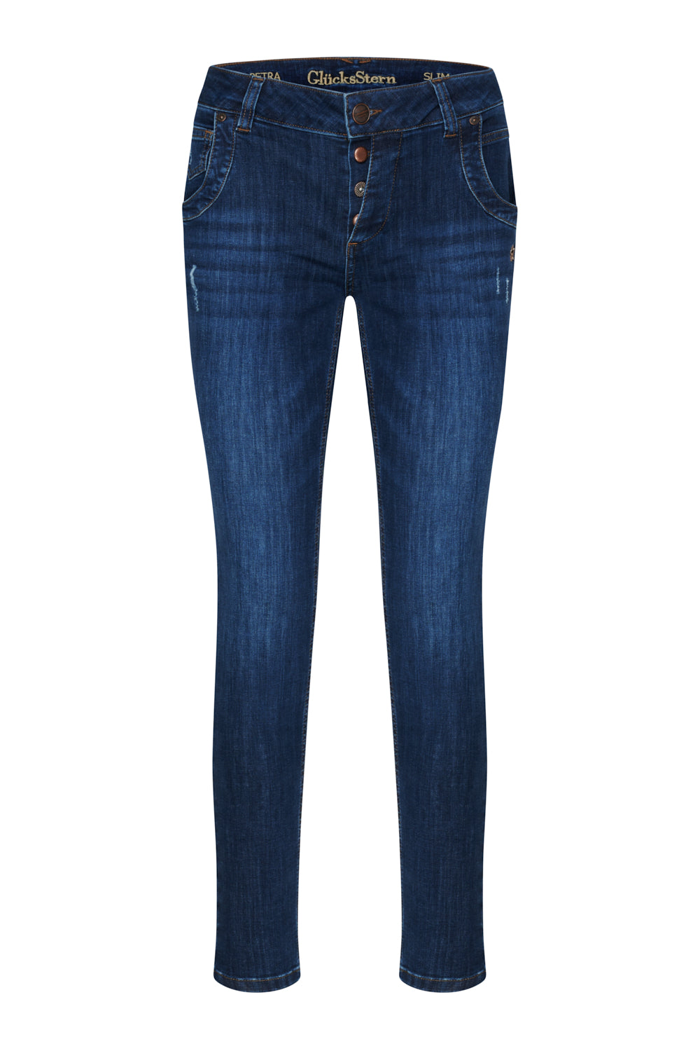Petra Slim Fit Jeans - Donaublau & Soft Denim, niedrige Leibhöhe