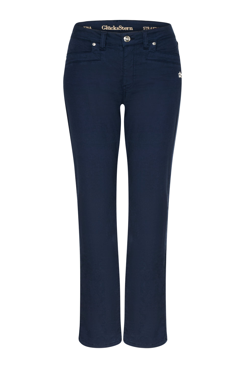 Tina Straight Leg Hose – Royalblau & Baumwoll-Stretch, hohe Leibhöhe