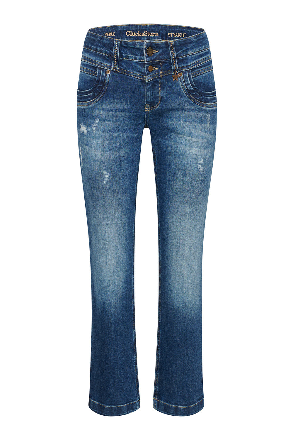 Merle – Straight Leg Jeans in Bremerblau
