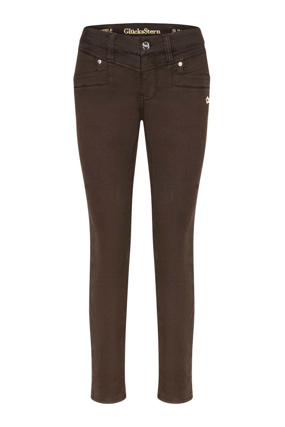 Merle – Slim Fit Hose in Royalbraun mit mittlerer Leibhöhe