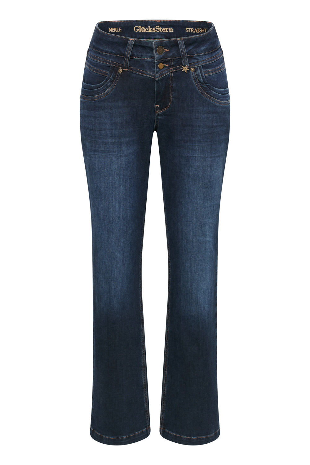 Merle Straight Leg Jeans - Granitblau & Soft Denim, mittlere Leibhöhe