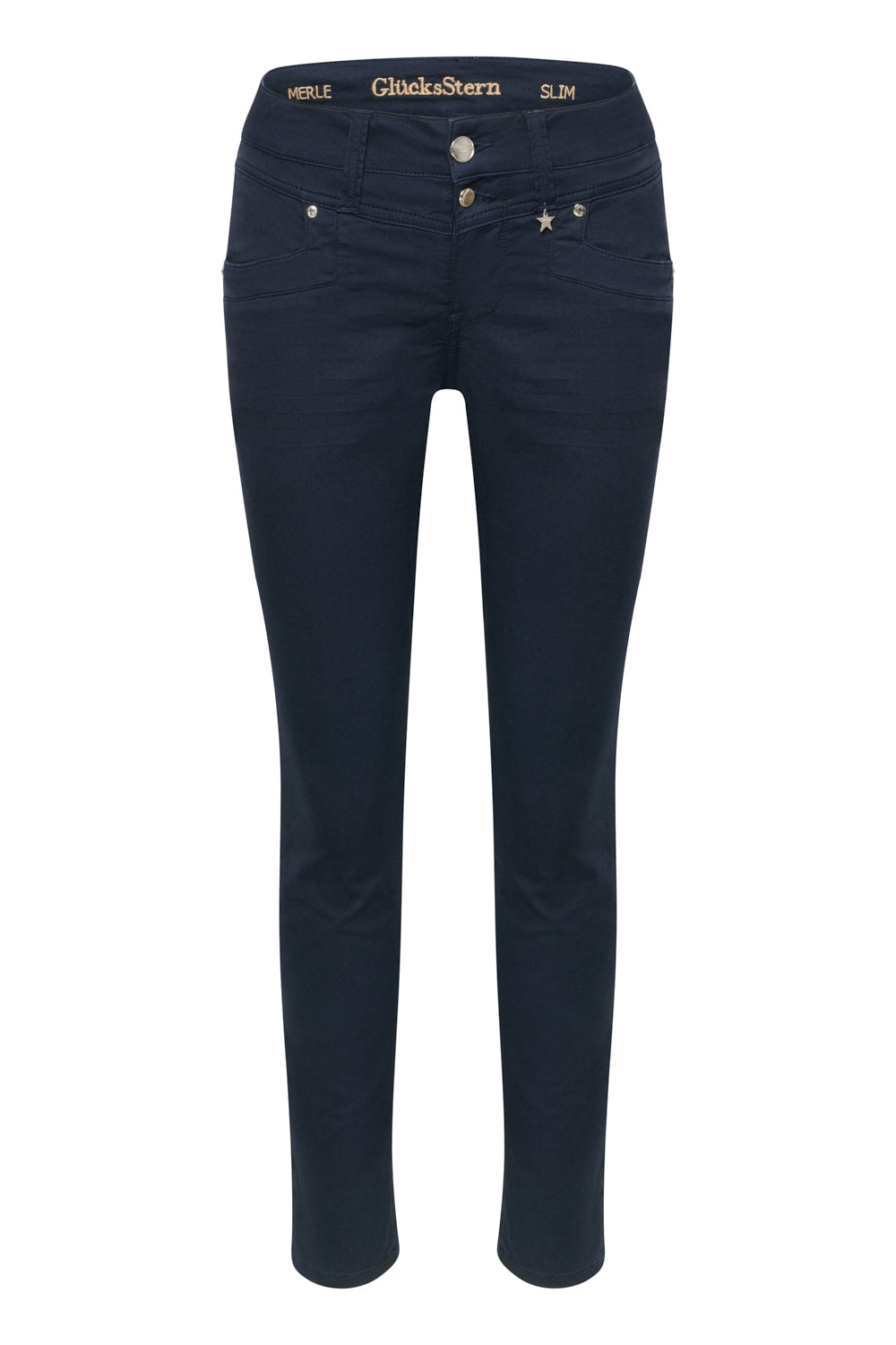 Merle Slim Fit Hose – Royalblau & Baumwoll-Stretch, mittlere Leibhöhe