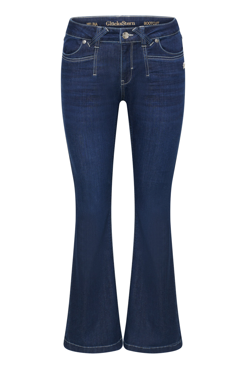 Melina Bootcut Jeans - Lagunenblau & kühlender Denim, mittlere Leibhöhe