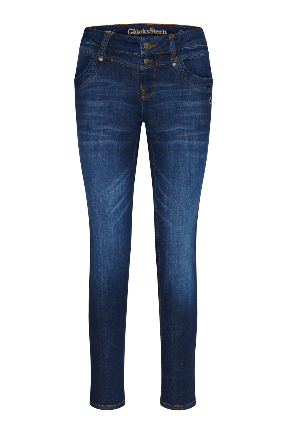 Merle Slim Fit Jeans – Neckarblau & Soft Denim, mittlere Leibhöhe