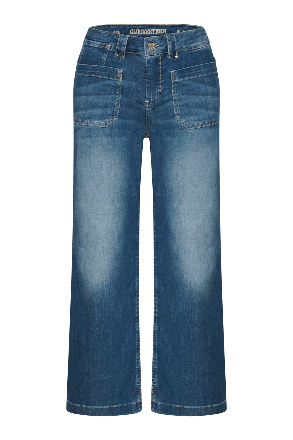 Clara – Flared Jeans in Südblau mit hoher Leibhöhe