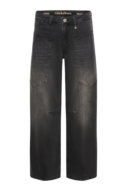 Serena – Barrel Jeans in Modellgrau