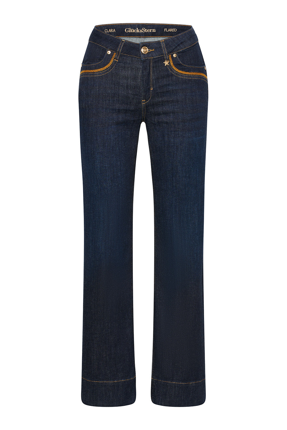 Clara – Flared Jeans in Fahlblau mit hoher Leibhöhe