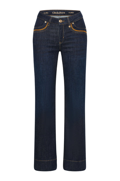 Clara – Flared Jeans in Fahlblau mit hoher Leibhöhe