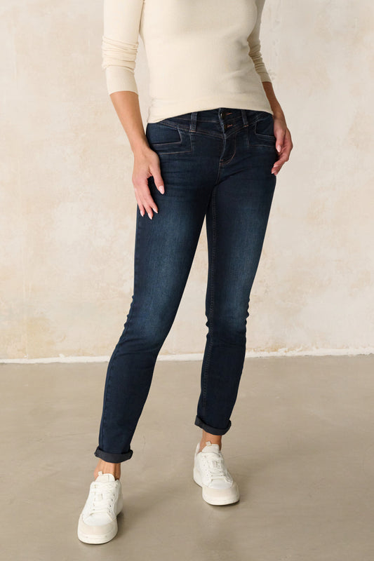 Merle Slim Fit Jeans – Granitblau & Soft Denim, mittlere Leibhöhe