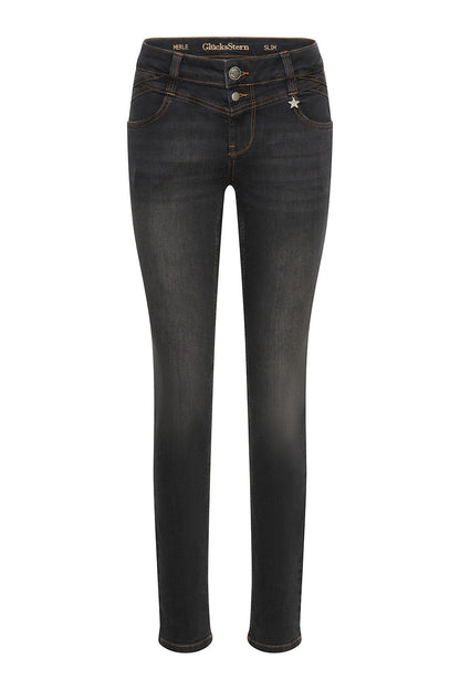 Merle Slim Fit Jeans – Granitgrau & Soft Denim, mittlere Leibhöhe