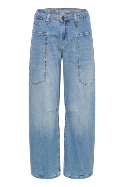 Serena – Barrel Jeans in Taschenblau