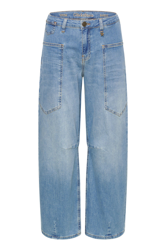Serena – Barrel Jeans in Taschenblau