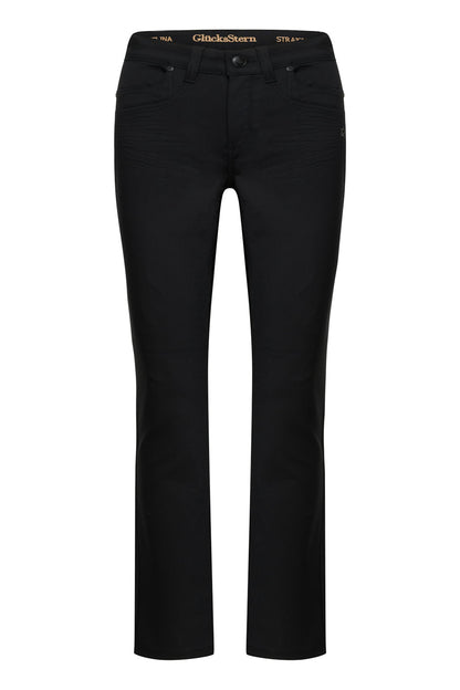 Celina Straight Leg Hose – Glasurschwarz & Techno Stretch, hohe Leibhöhe