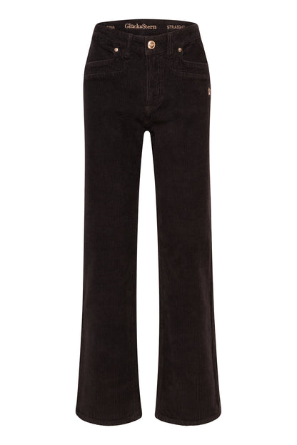 Tina Straight Leg Hose – Dunkelcord & Cord-Stretch, hohe Leibhöhe