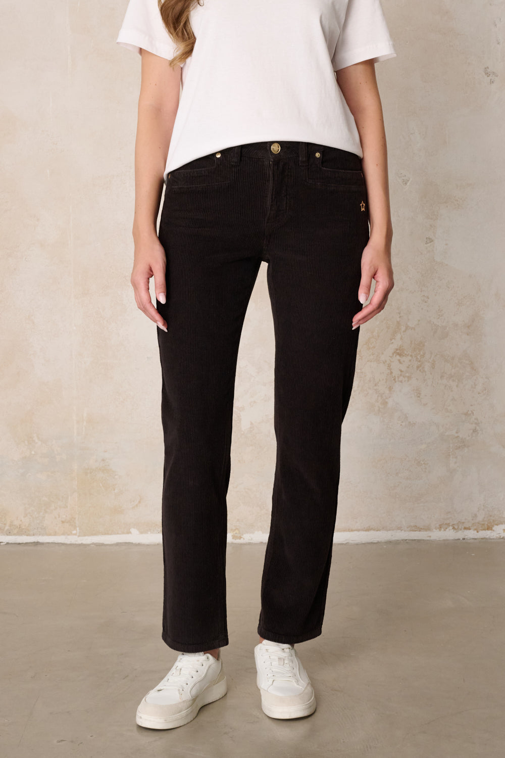 Tina Straight Leg Hose – Dunkelcord & Cord-Stretch, hohe Leibhöhe