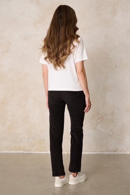 Tina Straight Leg Hose – Dunkelcord & Cord-Stretch, hohe Leibhöhe