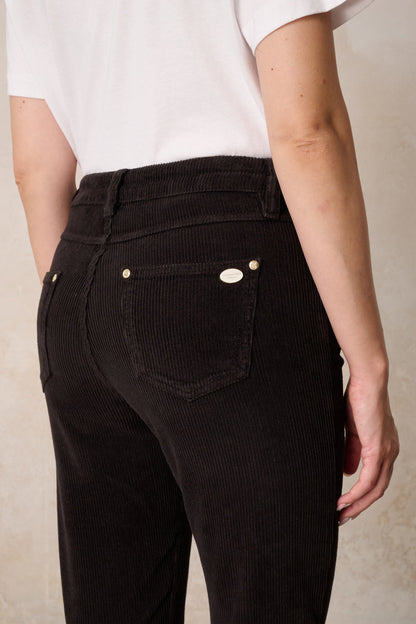 Tina Straight Leg Hose – Dunkelcord & Cord-Stretch, hohe Leibhöhe