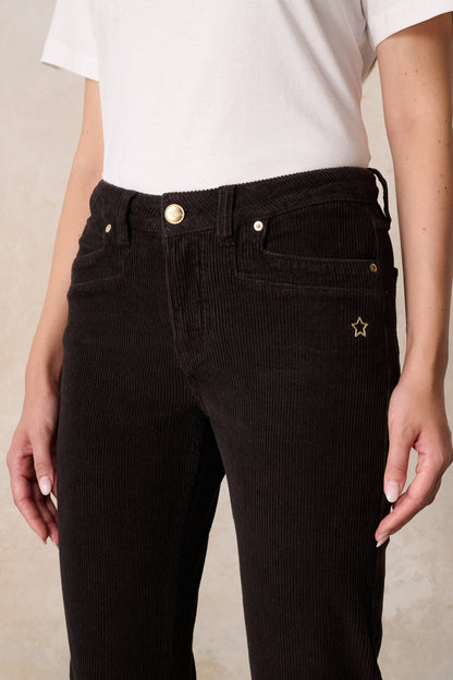 Tina Straight Leg Hose – Dunkelcord & Cord-Stretch, hohe Leibhöhe
