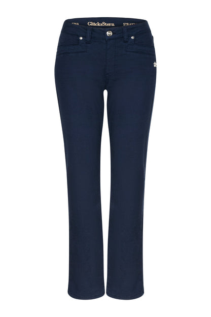Tina Straight Leg Hose – Royalblau & Baumwoll-Stretch, hohe Leibhöhe