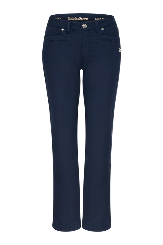 Tina – Straight Leg Hose in Royalblau mit hoher Leibhöhe