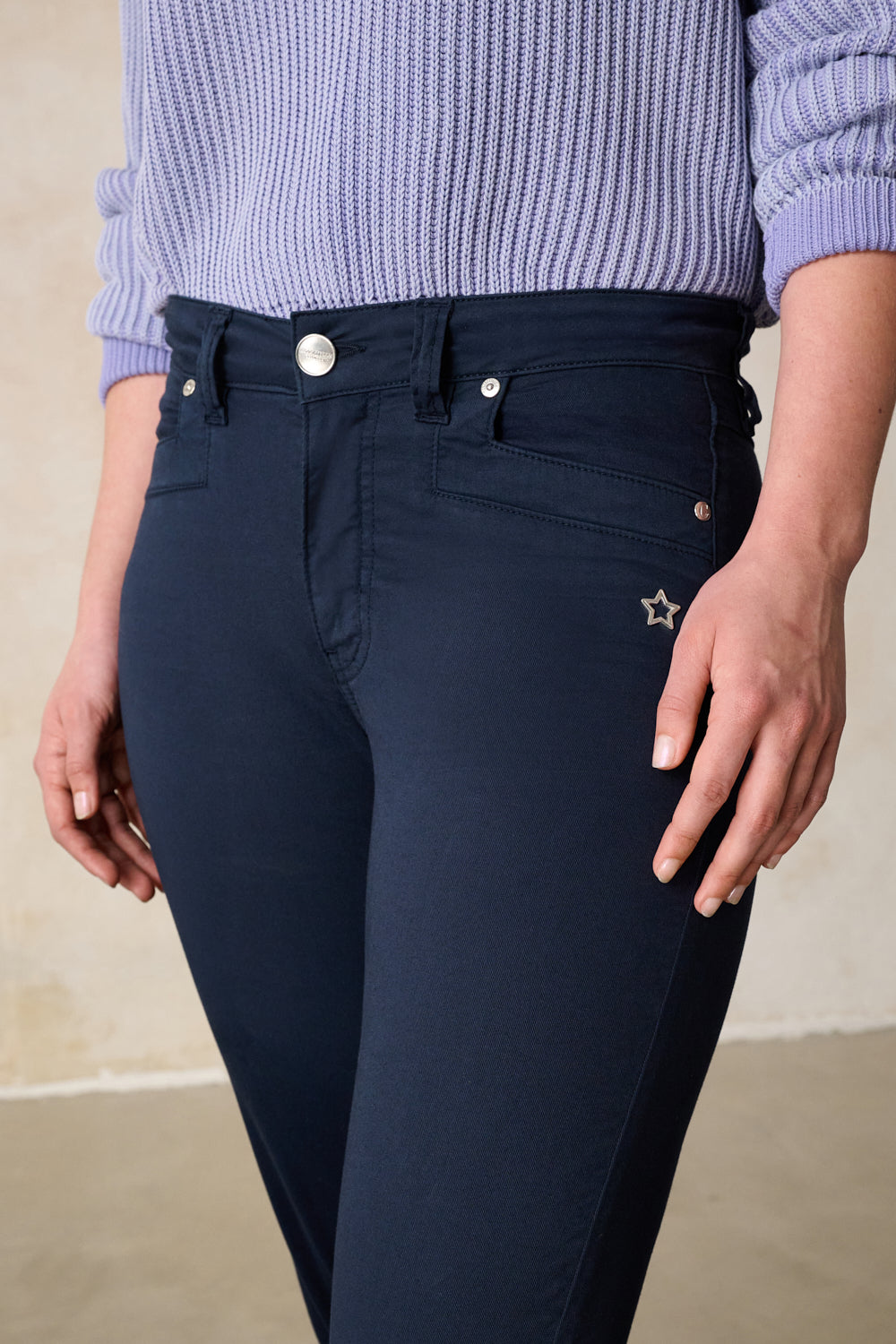 Tina Straight Leg Hose – Royalblau & Baumwoll-Stretch, hohe Leibhöhe