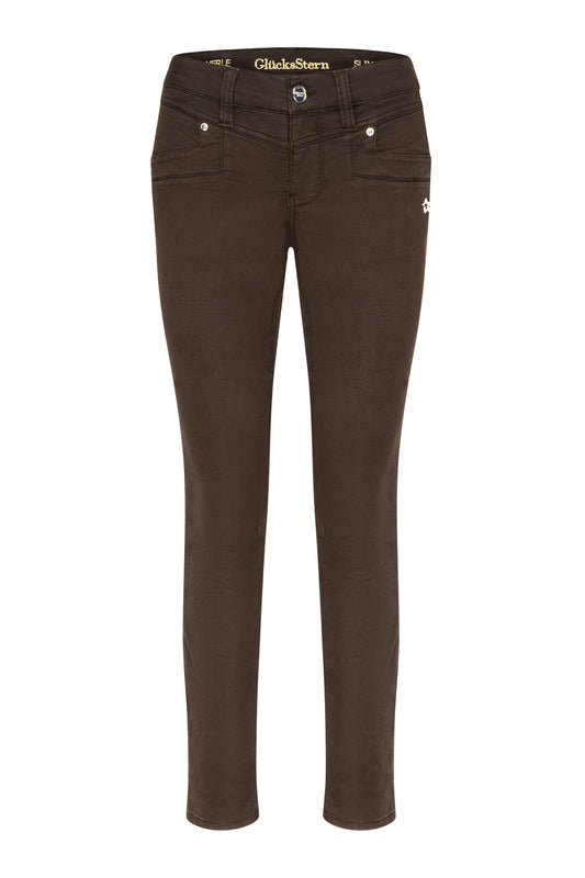 Merle – Slim Fit Hose in Royalbraun mit mittlerer Leibhöhe
