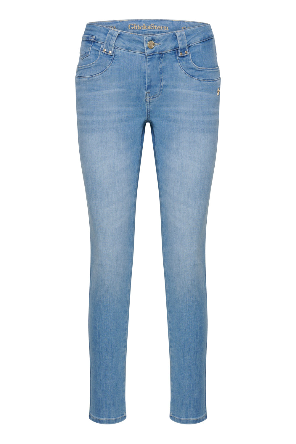 Petra – Slim Fit Jeans in Kristallblau mit niedriger Leibhöhe