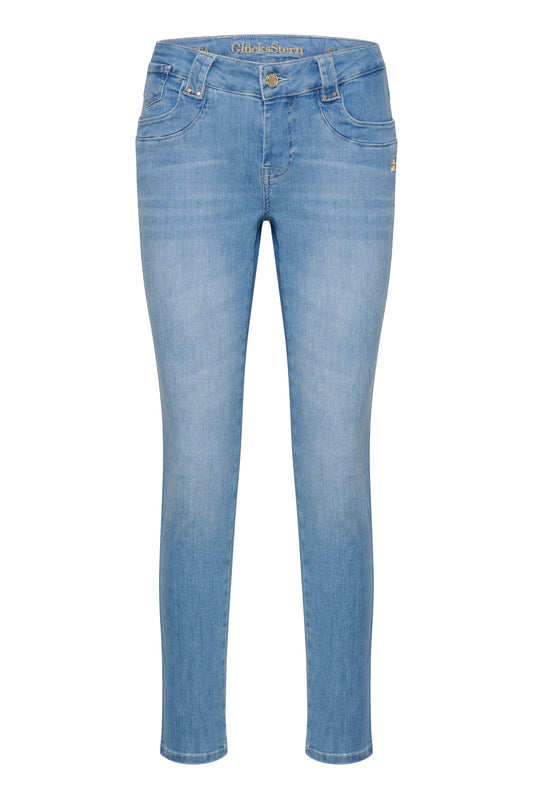 Petra Slim Fit Jeans - Kristallblau & Soft Denim, niedrige Leibhöhe