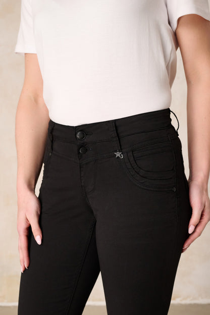 Merle – Straight Leg Hose in Glasurschwarz