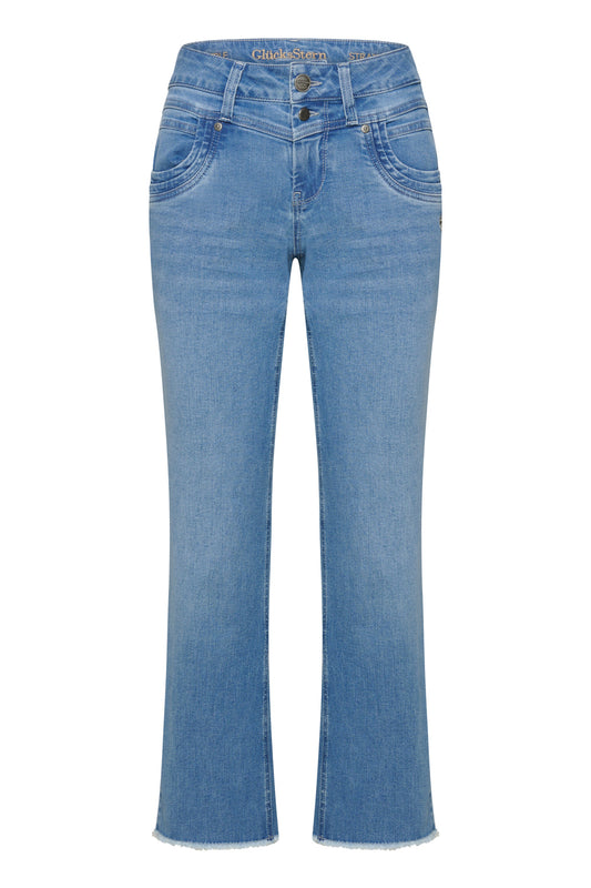 Merle – Straight Leg Jeans in Meisenblau mit mittlerer Leibhöhe
