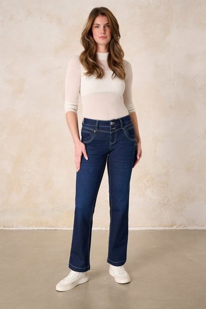 Merle Straight Leg Jeans – Atlantikblau & kühlender Denim, mittlere Leibhöhe
