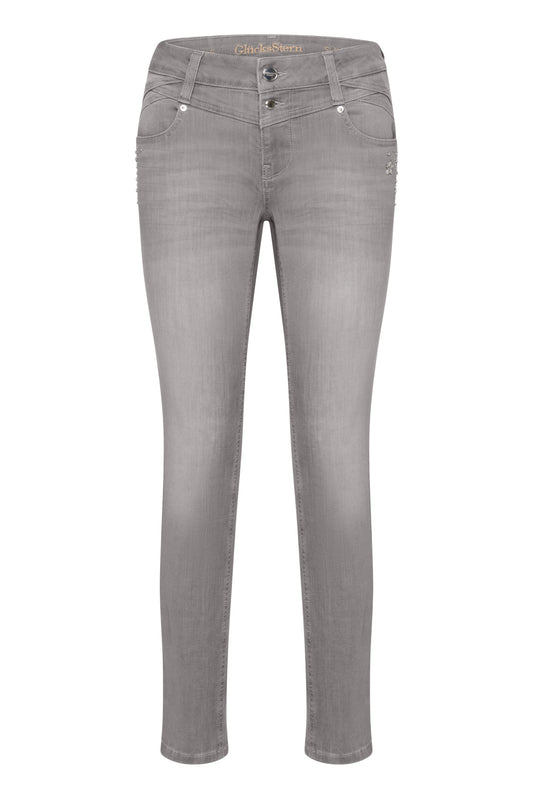 Merle – Slim Fit Hose in Glitzergrau mit mittlerer Leibhöhe