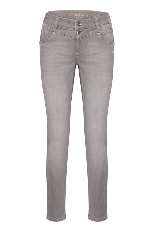 Merle – Slim Fit Hose in Steingrau mit mittlerer Leibhöhe