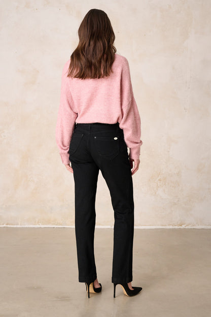 Merle – Straight Leg Jeans in Mandelschwarz mit mittlerer Leibhöhe