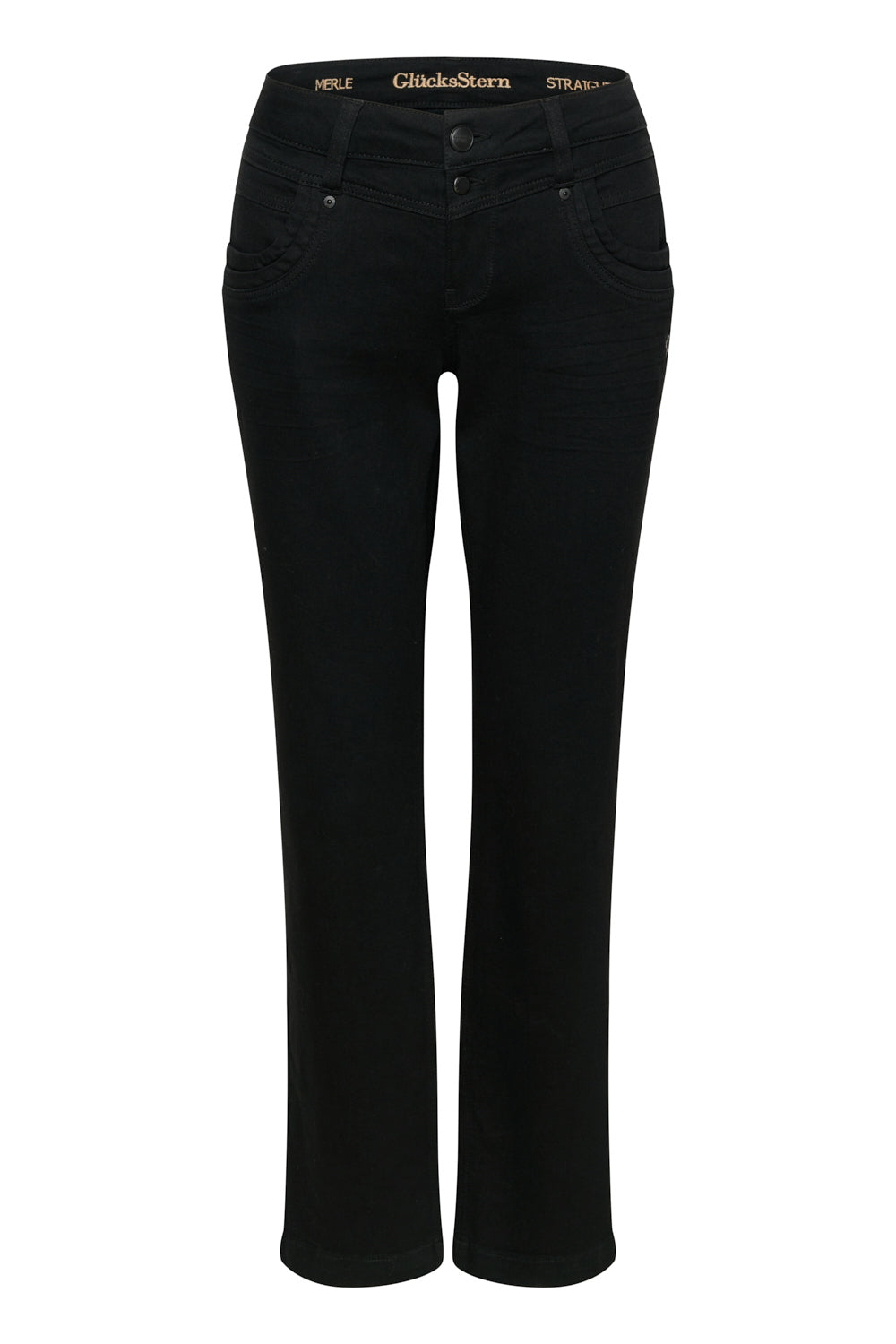 Merle – Straight Leg Jeans in Mandelschwarz mit mittlerer Leibhöhe