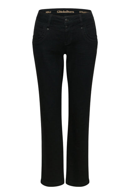 Merle – Straight Leg Jeans in Mandelschwarz mit mittlerer Leibhöhe
