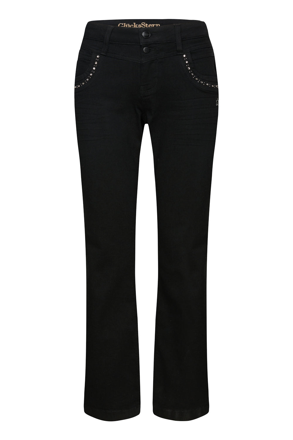 Merle – Straight Leg Jeans in Glitzerschwarz mit mittlerer Leibhöhe