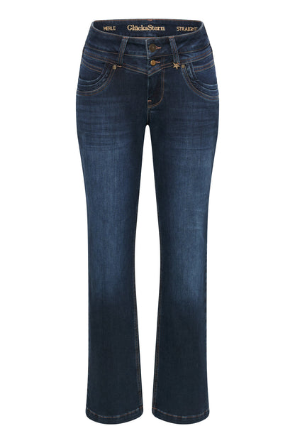 Merle Straight Leg Jeans - Granitblau & Soft Denim, mittlere Leibhöhe