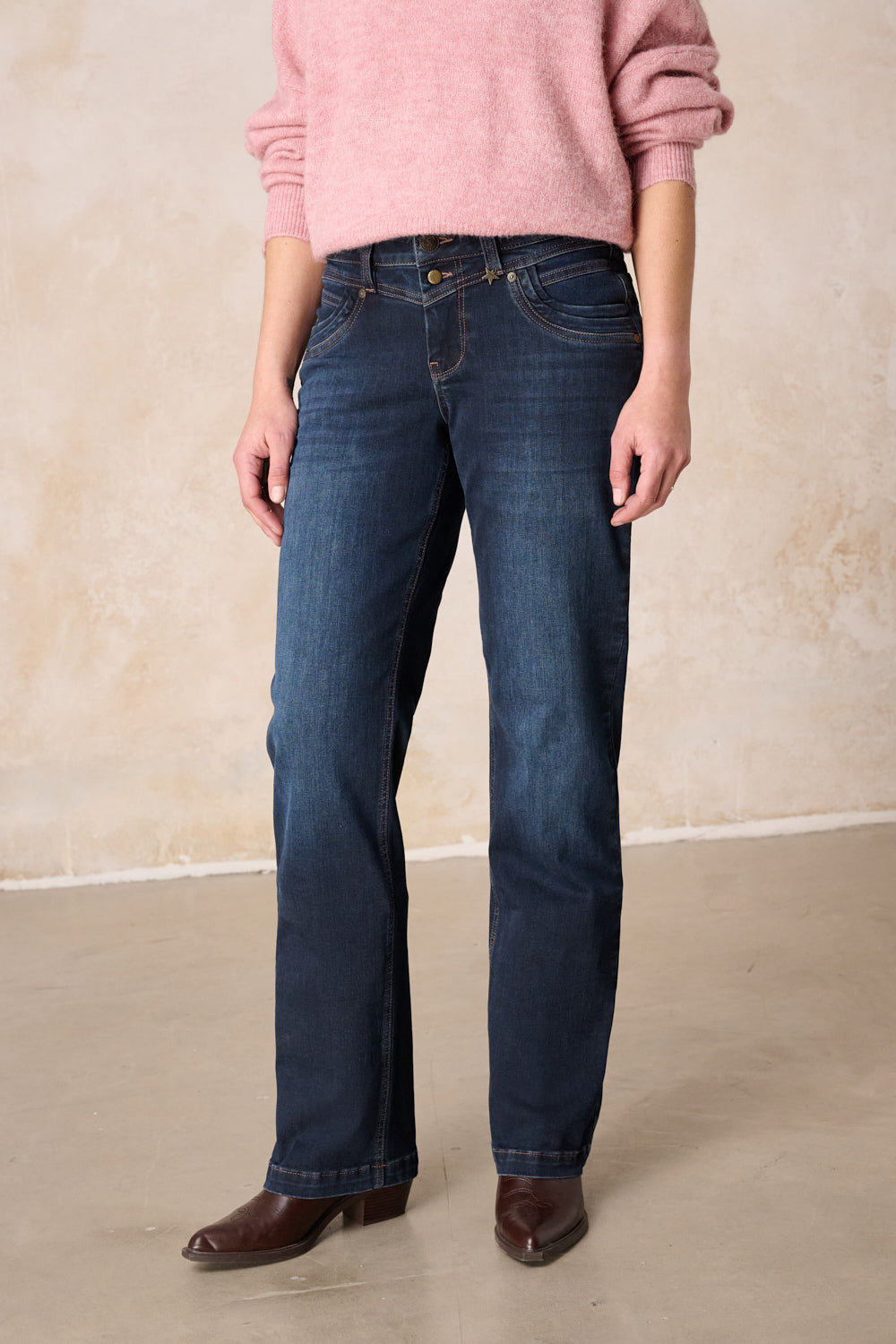 Merle Straight Leg Jeans - Granitblau & Soft Denim, mittlere Leibhöhe