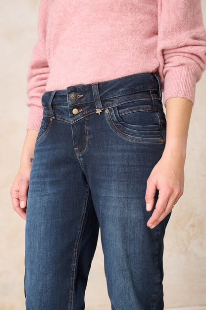 Merle Straight Leg Jeans - Granitblau & Soft Denim, mittlere Leibhöhe