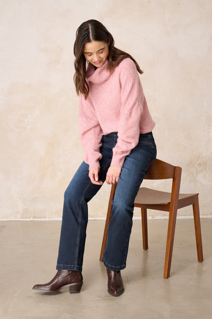 Merle Straight Leg Jeans - Granitblau & Soft Denim, mittlere Leibhöhe