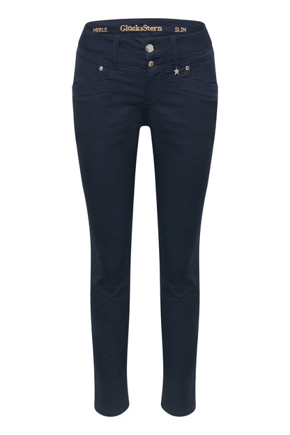 Merle – Slim Fit Hose in Royalblau mit mittlerer Leibhöhe