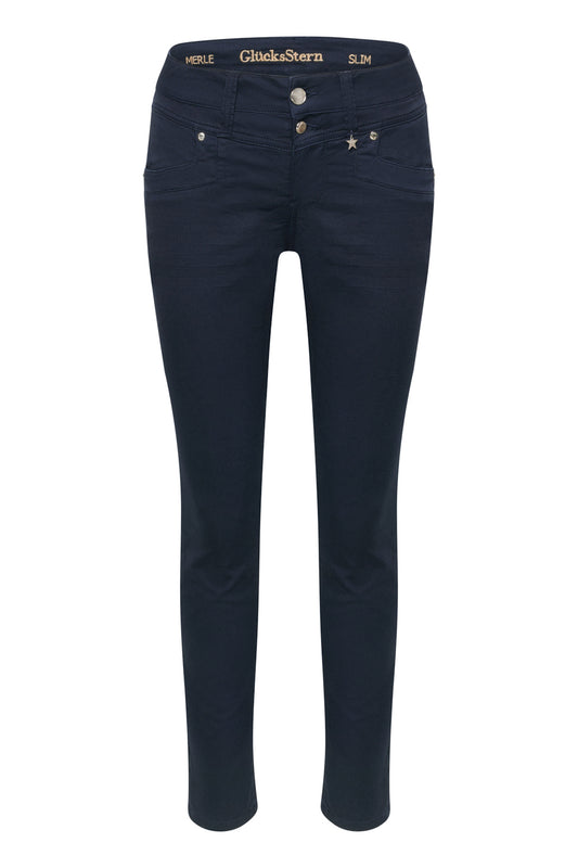 Merle – Slim Fit Hose in Royalblau mit mittlerer Leibhöhe
