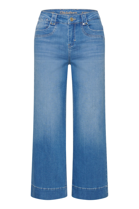 Clara – Flared Jeans in Hageblau mit hoher Leibhöhe