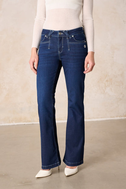 Melina Bootcut Jeans - Lagunenblau & kühlender Denim, mittlere Leibhöhe