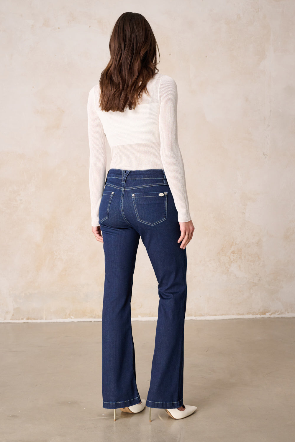 Melina Bootcut Jeans - Lagunenblau & kühlender Denim, mittlere Leibhöhe