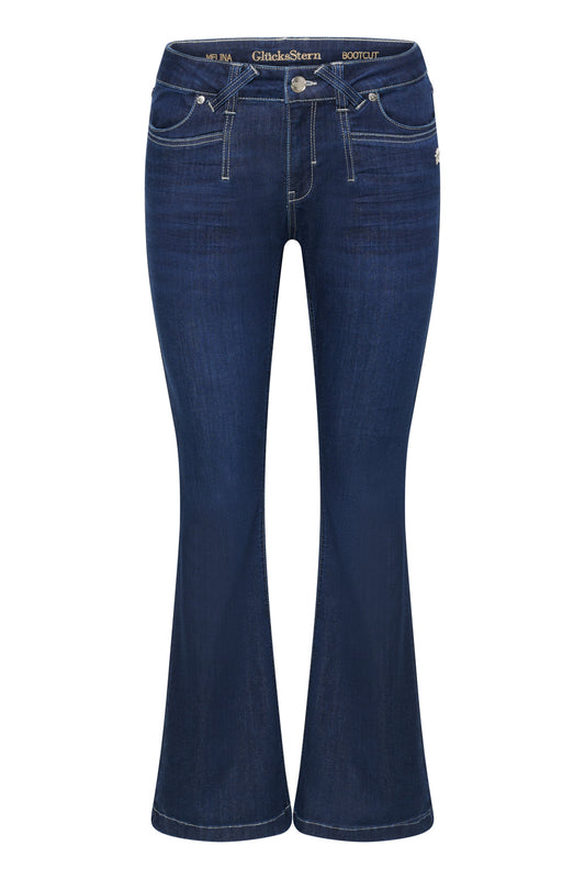 Melina – Bootcut Jeans in Lagunenblau mit mittlerer Leibhöhe