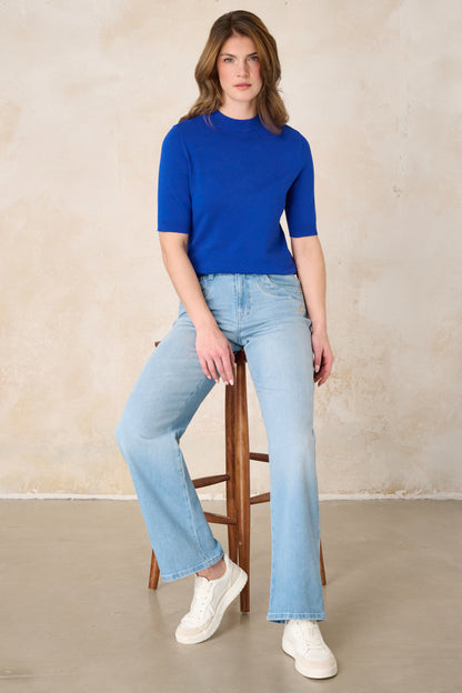 Clara – Flared Jeans in Isarblau mit hoher Leibhöhe